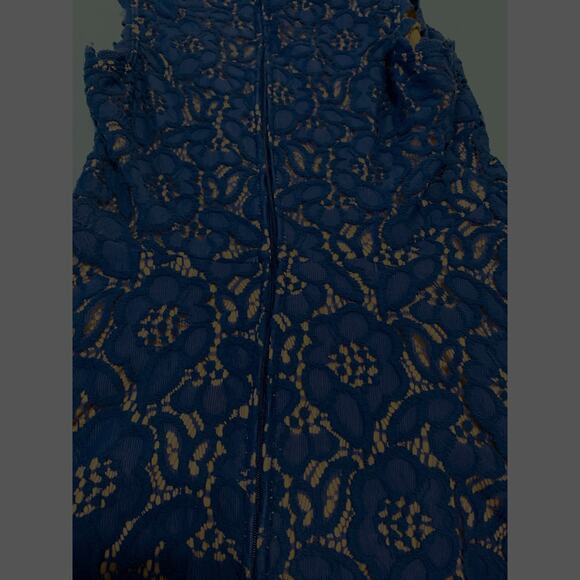 JODI KRISTOPHER SLEEVELESS MIDI LACE OVERLAY DRESS, JUNIORS, 5, ROYAL BLUE & TAN - Picture 10 of 10